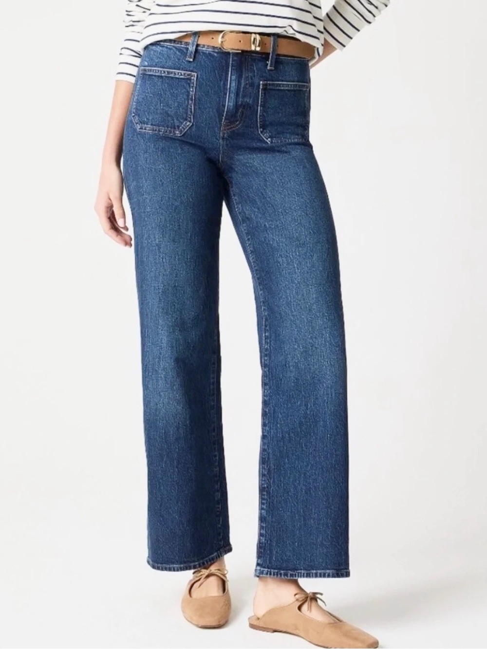J.Crew Factory Curvy Full Length Wide Leg Jean All-Day Stretch Medium Wash Sz 30